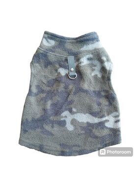 Born To Be Loved Gray/Green/White Camo Pullover Dog Shirt with D-Ring - Size Med